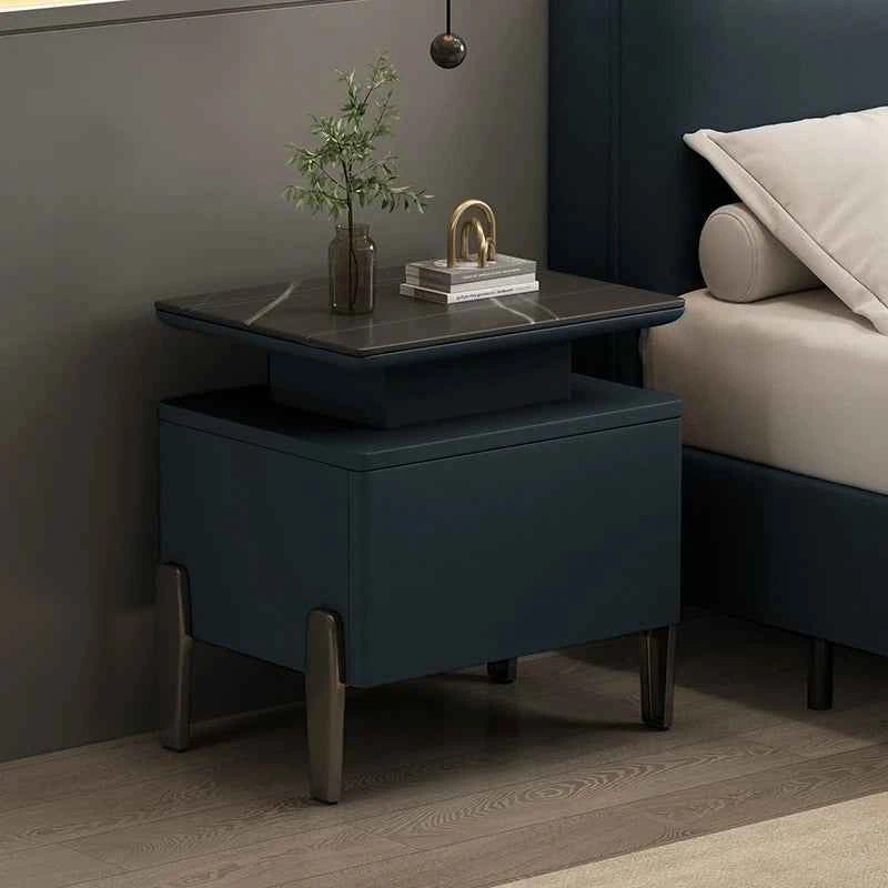 Modern Rock Board Bedside Cabinet – Large Storage Space Home Bedroom Table