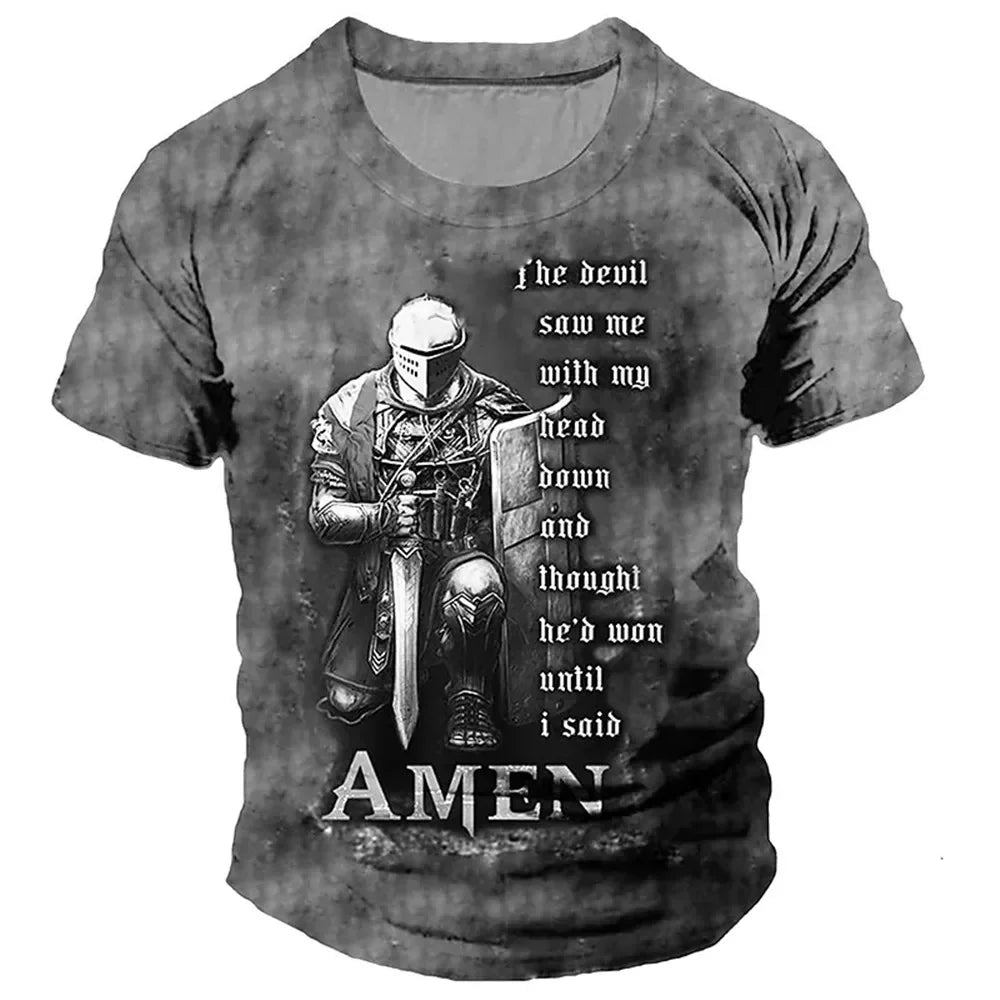 Men's Knights Templar Print Oversized T-Shirt