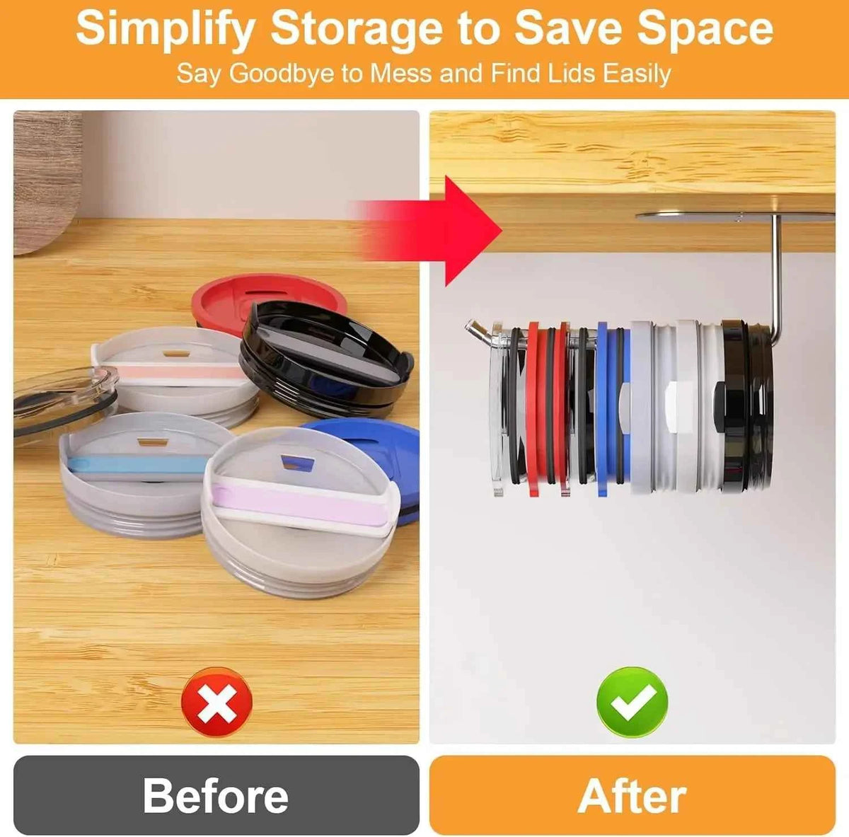2-Pack Tumbler Lid Organiser – Self-Adhesive Kitchen Hook for Yeti, Stanley & More
