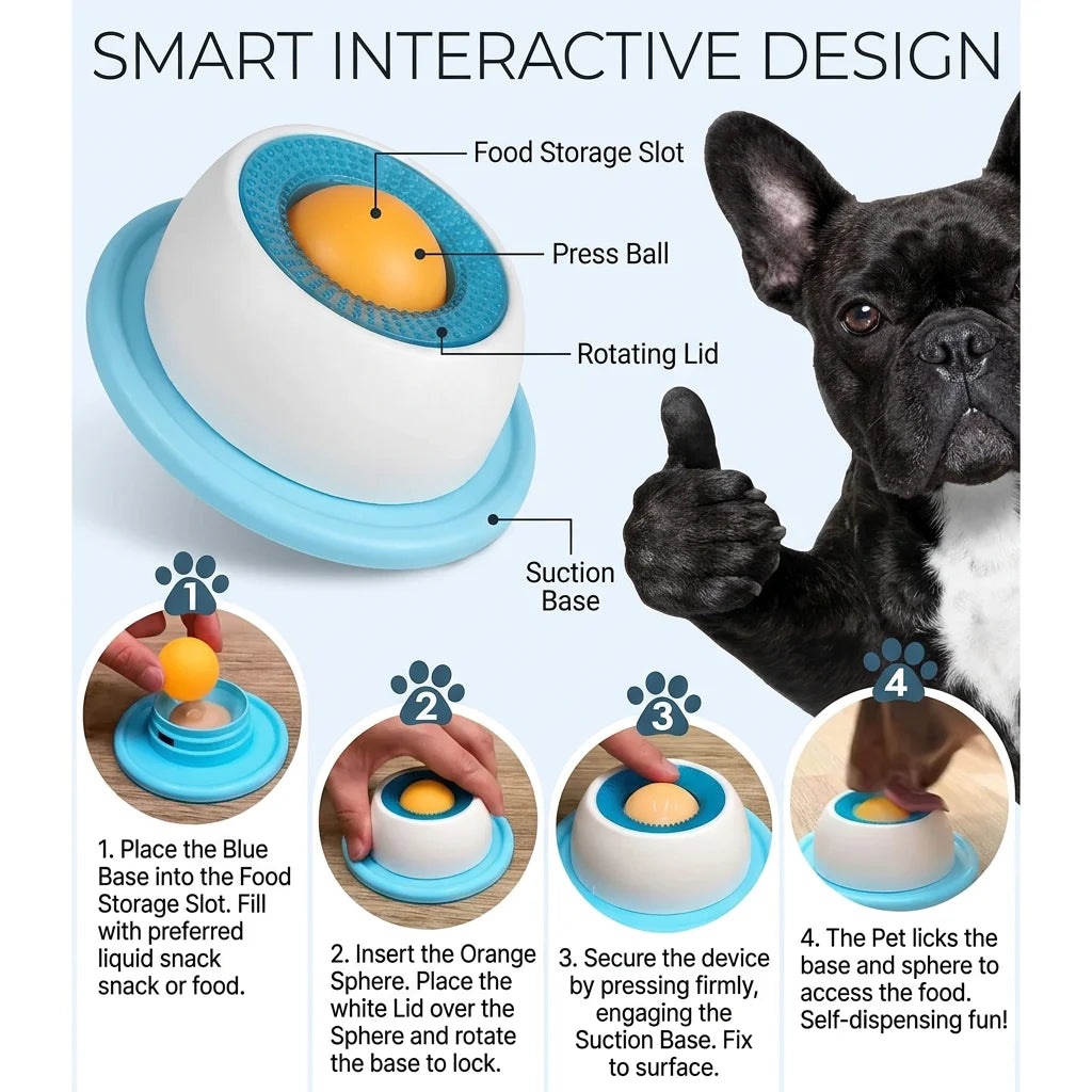 Pet Lick Toy & Slow Feeder Bowl – Interactive Boredom Relief Treat Dispenser for Dogs & Cats - Dripshop