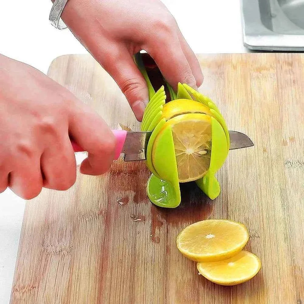Stainless Steel Handheld Fruit Slicer – Lemon, Orange, Tomato & Onion Cutter