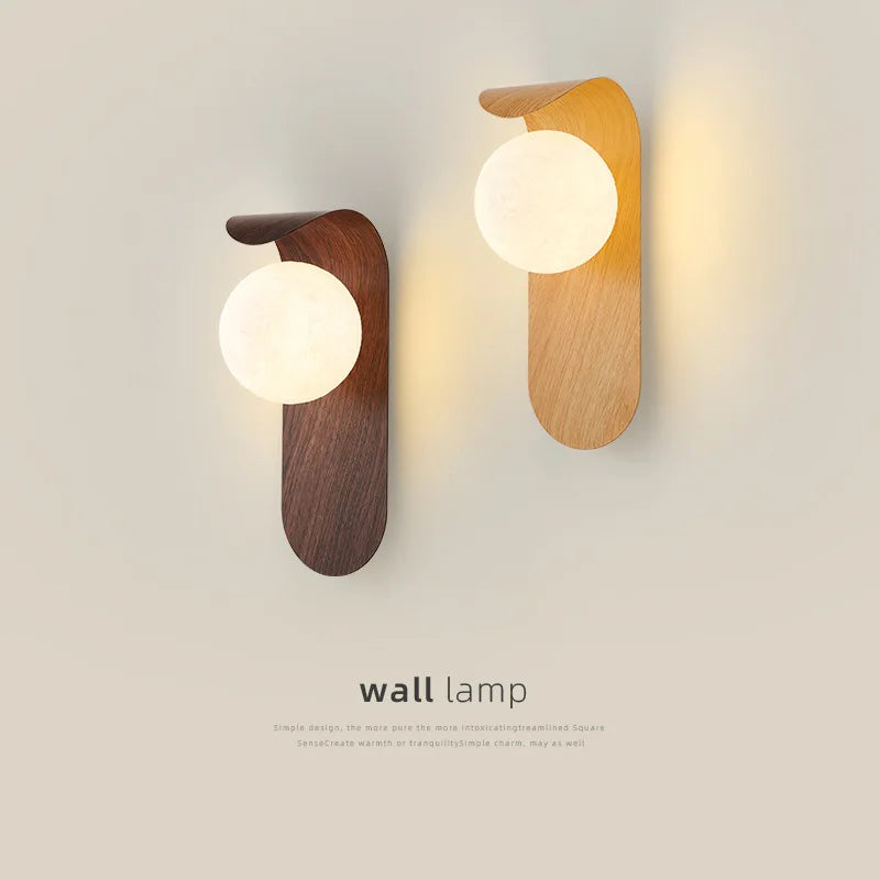 Nordic Minimalist Wood Grain LED Wall Lamp | Touch Switch | Bedroom & Hallway - Dripshop
