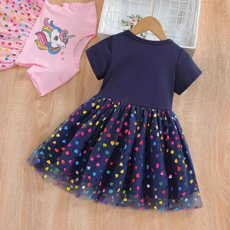 Girls Unicorn Sequin Princess Dress – Magic Fairy Tale Costume for Kids Daily Wear