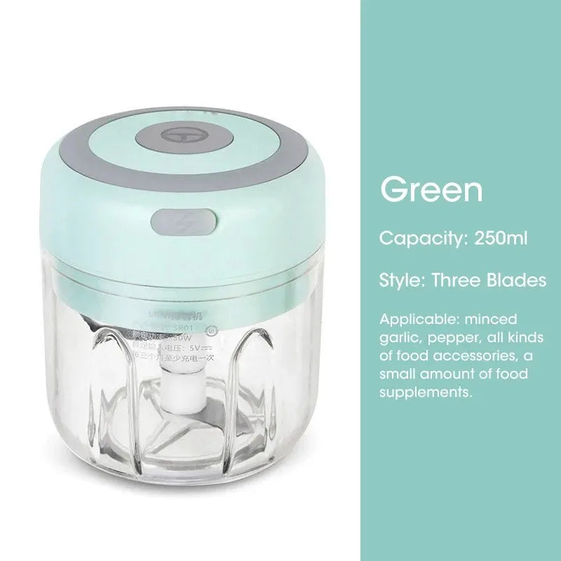 Electric Garlic Chopper – Mini Portable Veggie & Onion Blender (100ml / 250ml)
