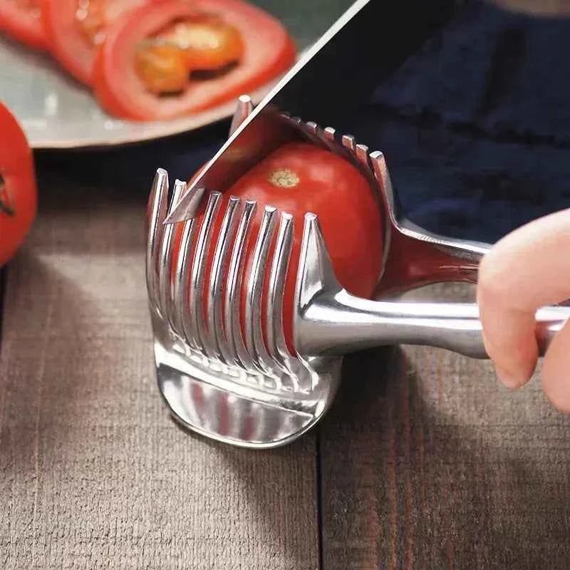 Stainless Steel Handheld Fruit Slicer – Lemon, Orange, Tomato & Onion Cutter