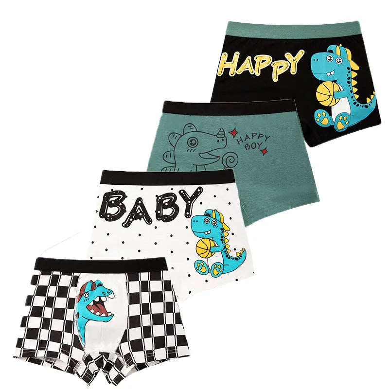 Boys Boxer Briefs 4-Pack – Cotton Cartoon Underwear Ages 3–14