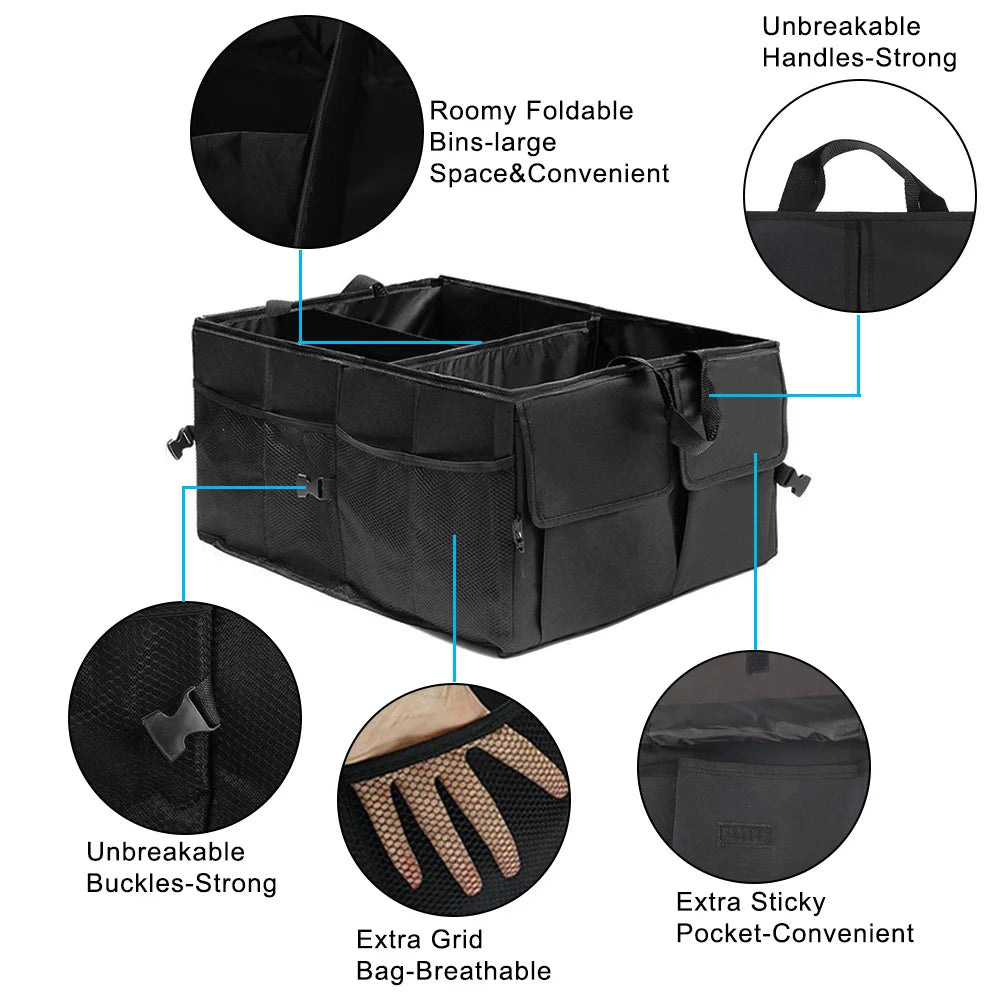Collapsible Car Boot Organiser – Oxford Fabric Trunk Storage Box - Dripshop