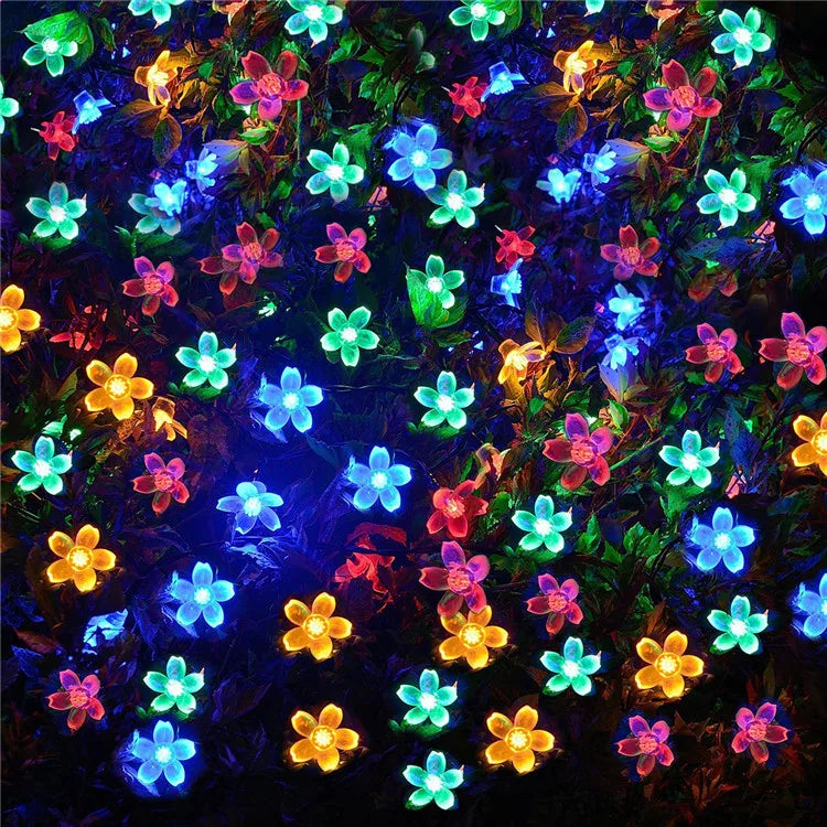 Solar Cherry Blossom LED String Lights – Outdoor Garland for Garden, Patio, Christmas & Wedding - Dripshop