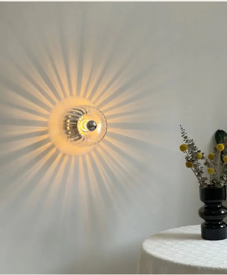 Nordic Retro Glass Wall Lamp | Chinese-Inspired Iron Frame | Hallway & Staircase - Dripshop