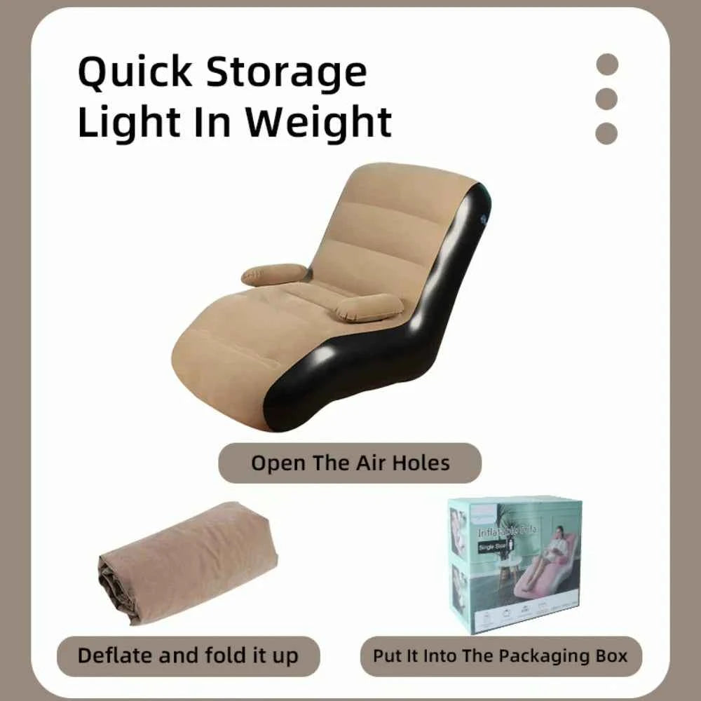 Inflatable Lounger Sofa with Storage Bag – Foldable Compact Seat Cushion for Living Room & Bedroom