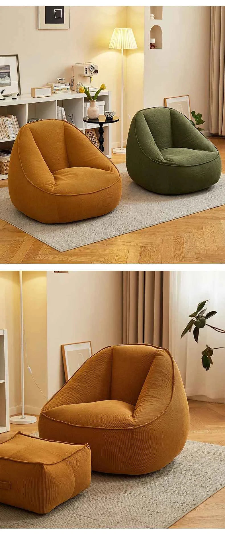 Corduroy Bean Bag Lazy Sofa – Single Bed Tatami Floor Seat for Bedroom & Balcony