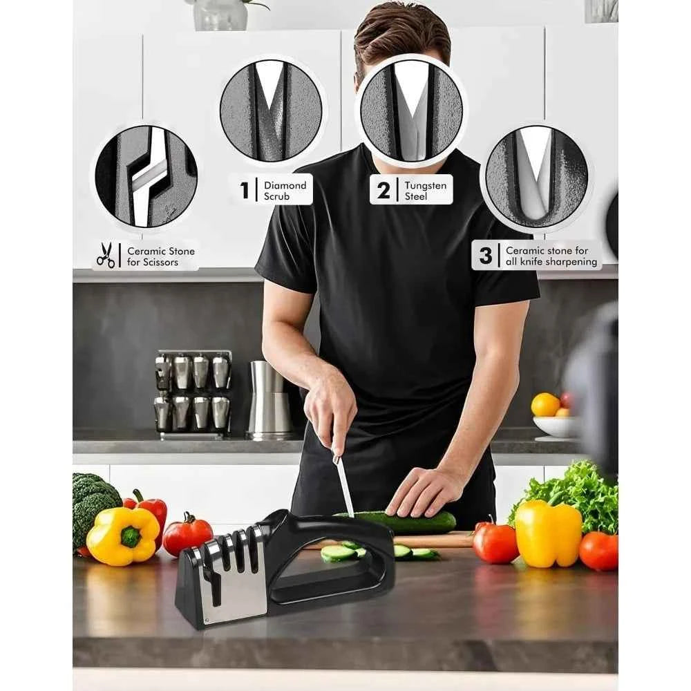 4-in-1 Kitchen Knife Sharpener – Portable Multi-Function Sharpening Set