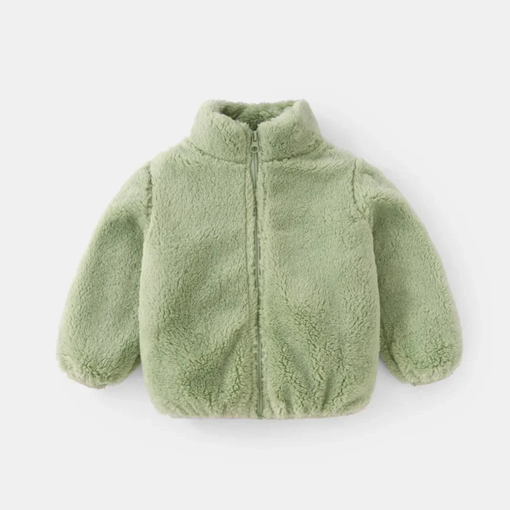 Kids Warm Fleece Zip Jacket – Unisex Autumn & Winter Coat