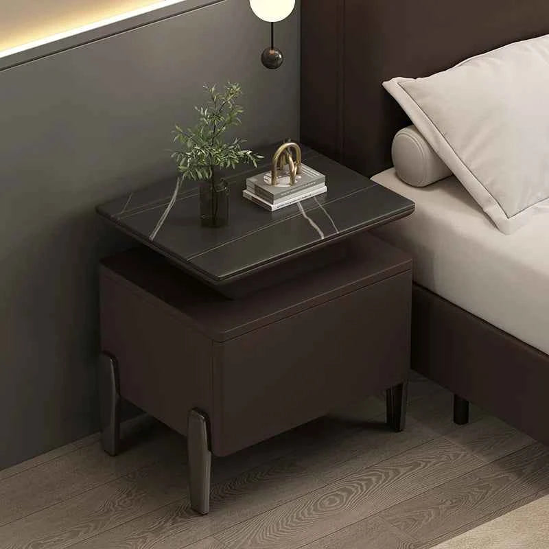 Modern Rock Board Bedside Cabinet – Large Storage Space Home Bedroom Table