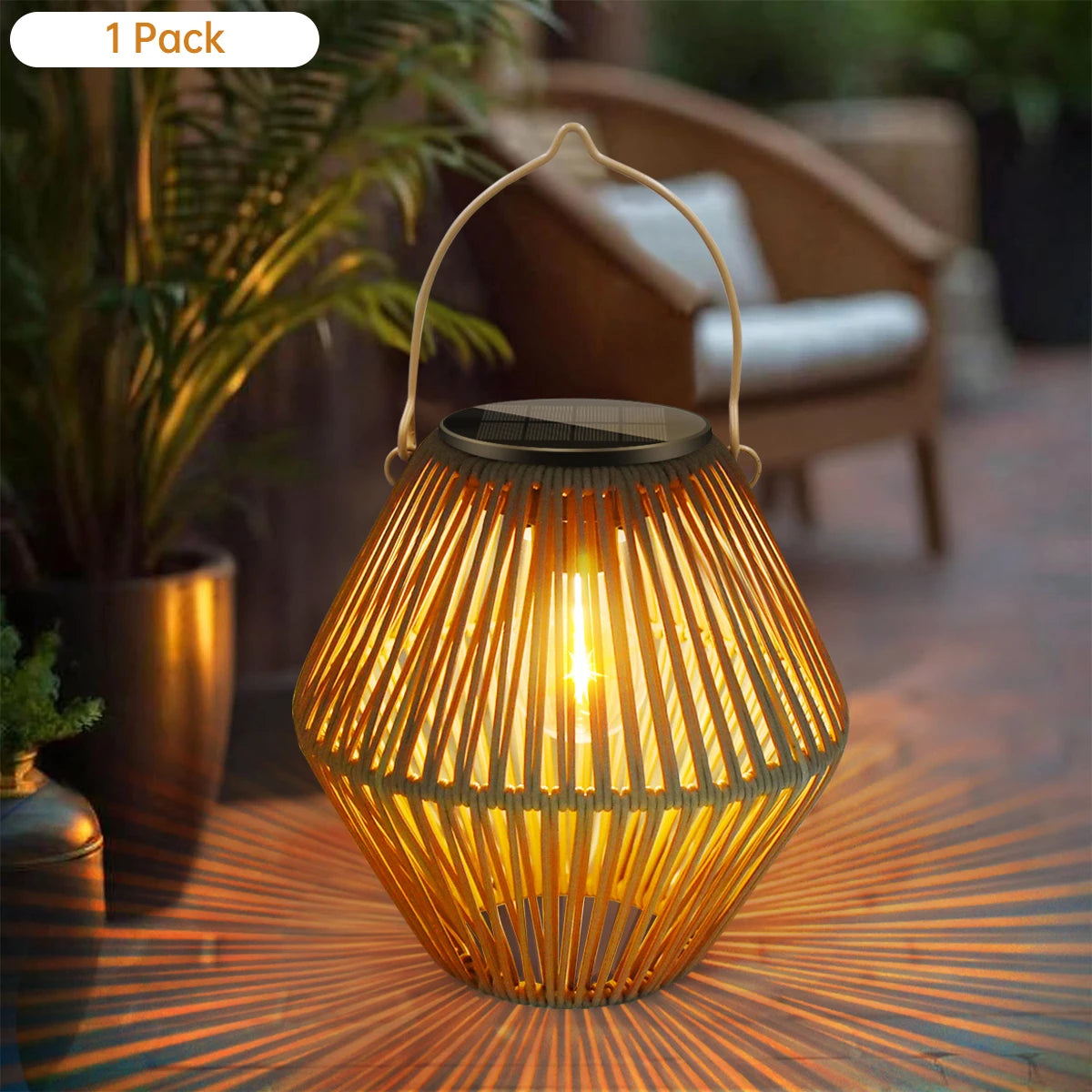 Solar Boho Rattan Lantern – Waterproof Hanging Outdoor Light for Garden, Yard & Patio - Dripshop