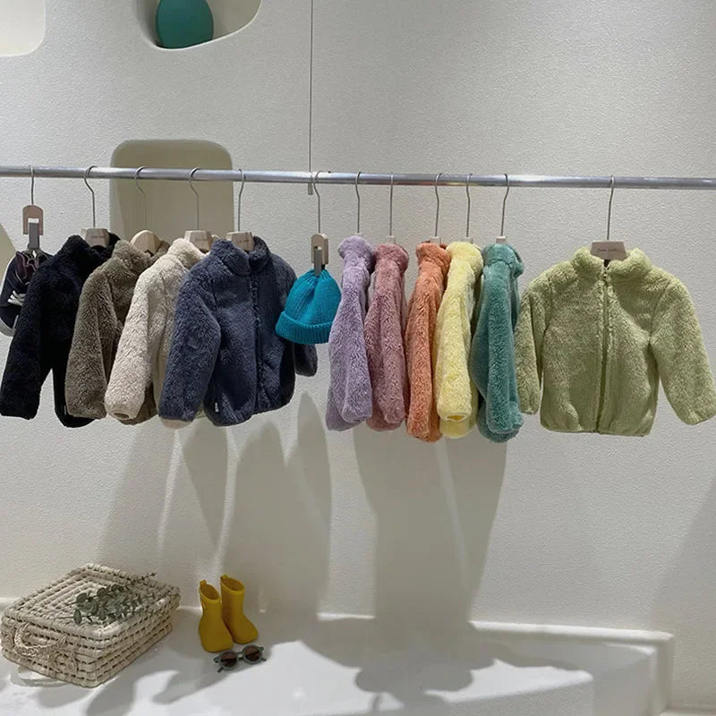 Kids Warm Fleece Zip Jacket – Unisex Autumn & Winter Coat