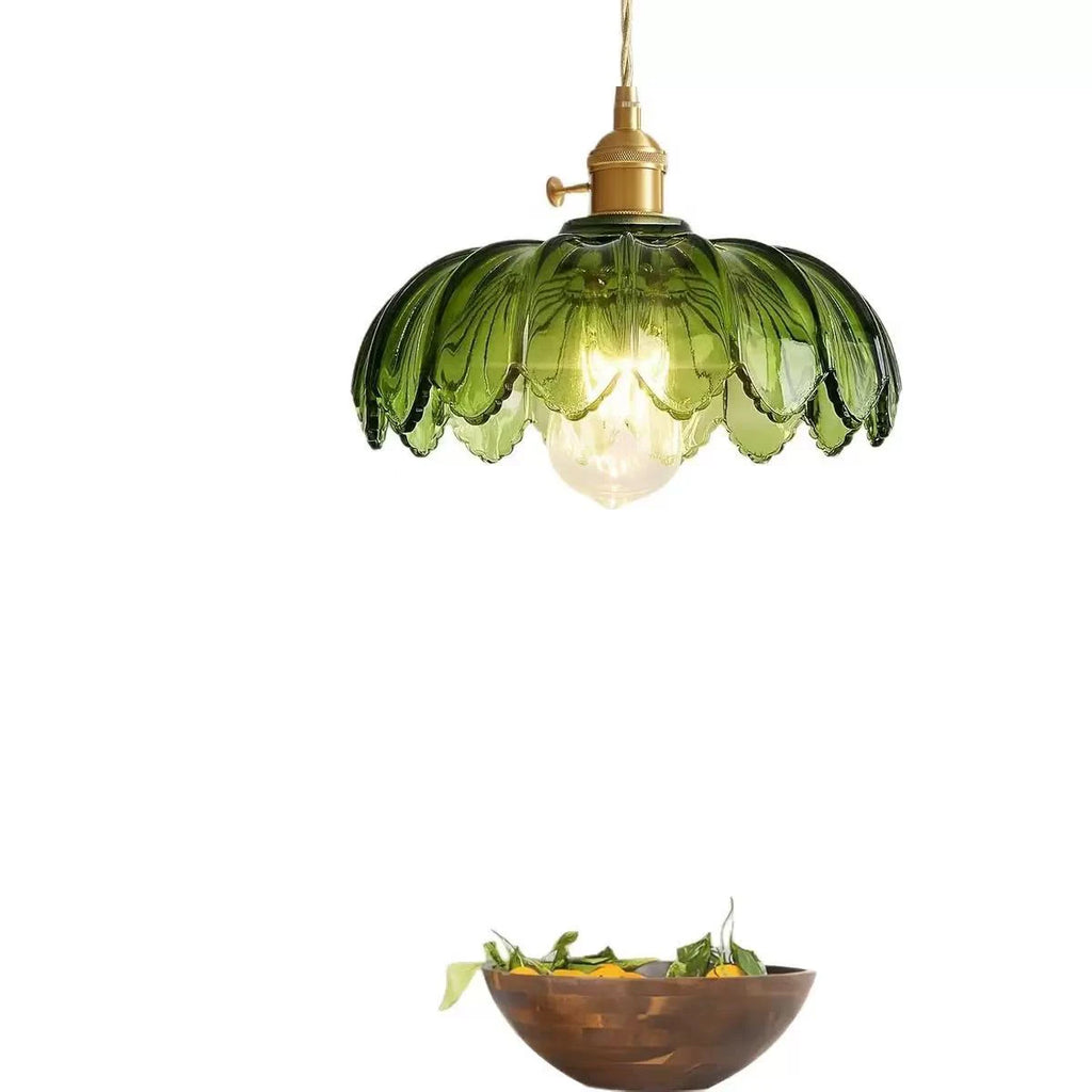 Nordic Green Glass LED Pendant Light – Copper Switch Hanging Lamp - Dripshop