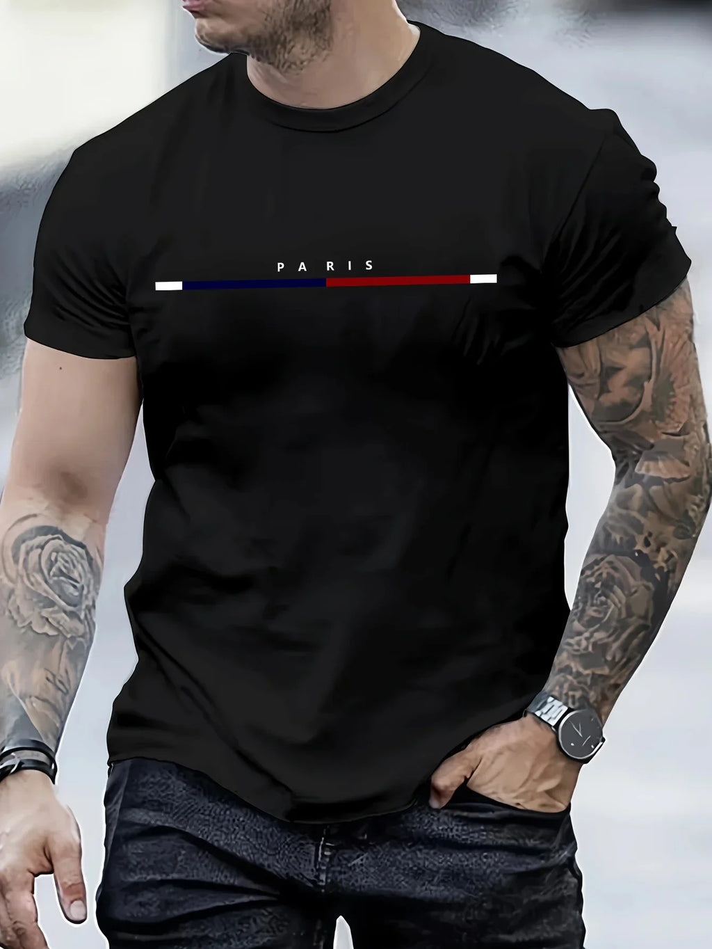 Paris Letter Print Cotton T-Shirt – Men's Casual Summer Tee - Dripshop