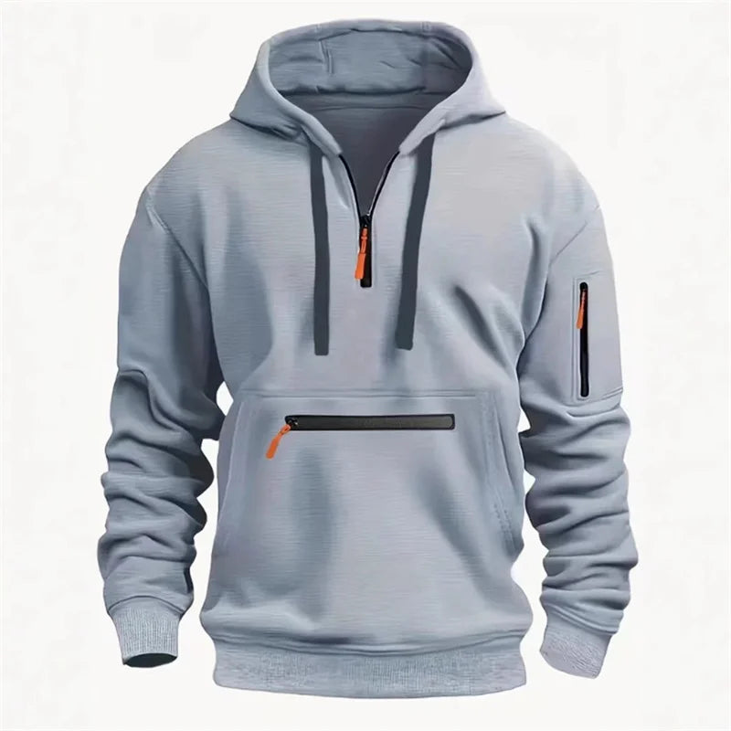 Men's Half-Zip Hoodie | Multi-Pocket Outdoor Casual Sweatshirt - Dripshop