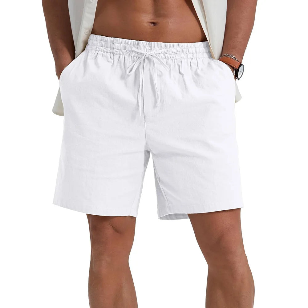 Men's Cotton Linen Shorts – Lightweight Breathable Drawstring Casual Pants - Dripshop