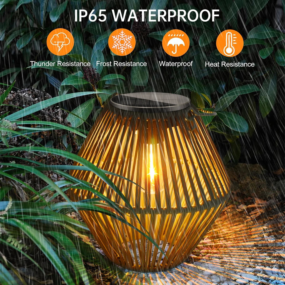 Solar Boho Rattan Lantern – Waterproof Hanging Outdoor Light for Garden, Yard & Patio - Dripshop