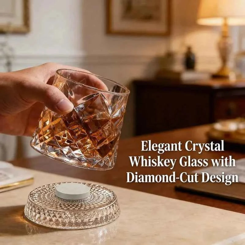 280ml Rotating Whiskey Glass – Crystal Rum & Cocktail Party Drinking Gift