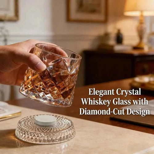 280ml Rotating Whiskey Glass – Crystal Rum & Cocktail Party Drinking Gift