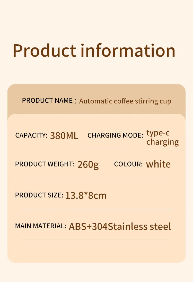 380ml USB Electric Magnetic Stirring Mug – Stainless Steel Self-Mixing Coffee Cup with Lid