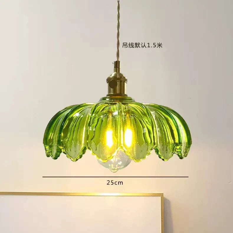 Nordic Green Glass LED Pendant Light – Copper Switch Hanging Lamp - Dripshop
