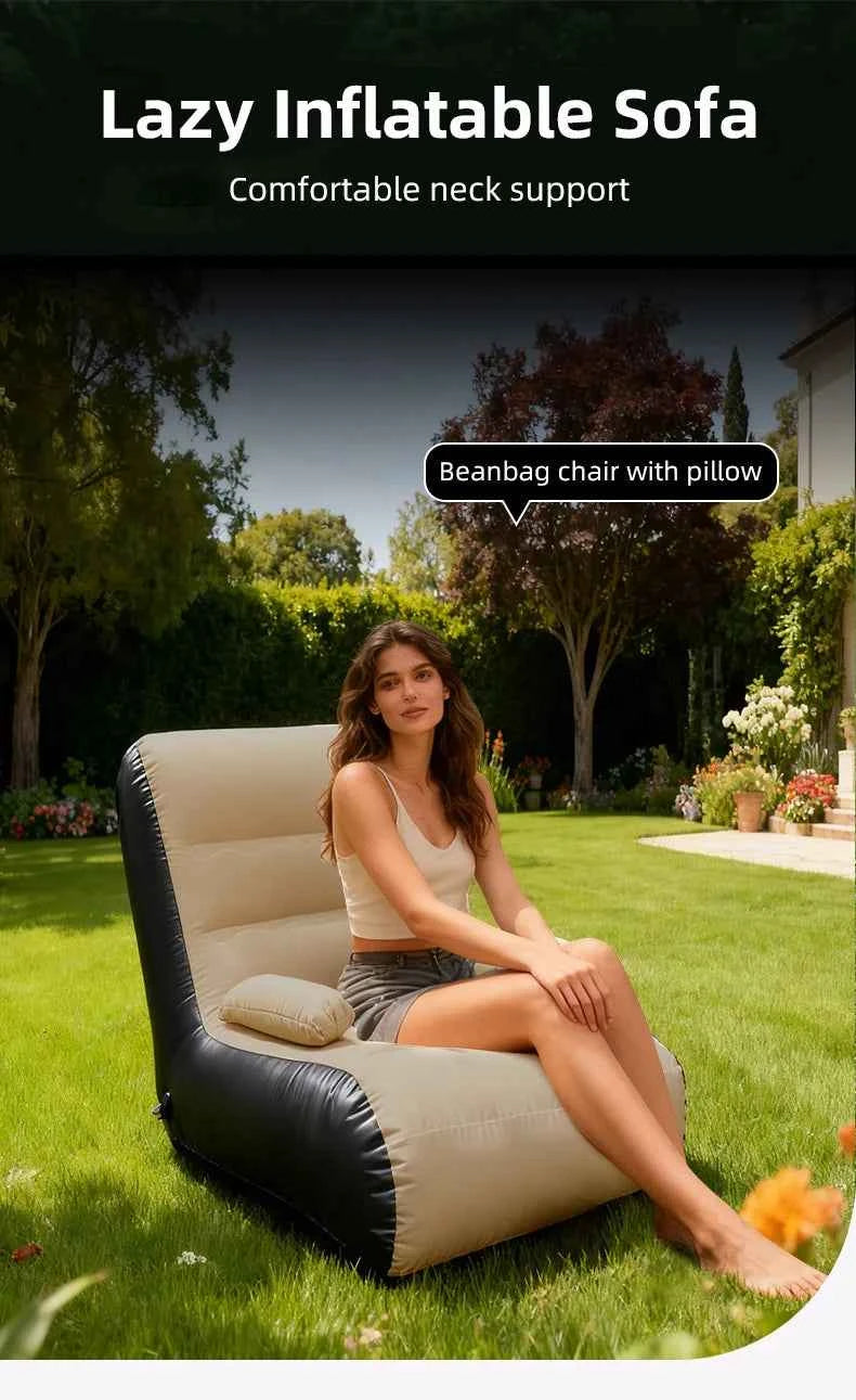 Inflatable Lounger Sofa with Storage Bag – Foldable Compact Seat Cushion for Living Room & Bedroom