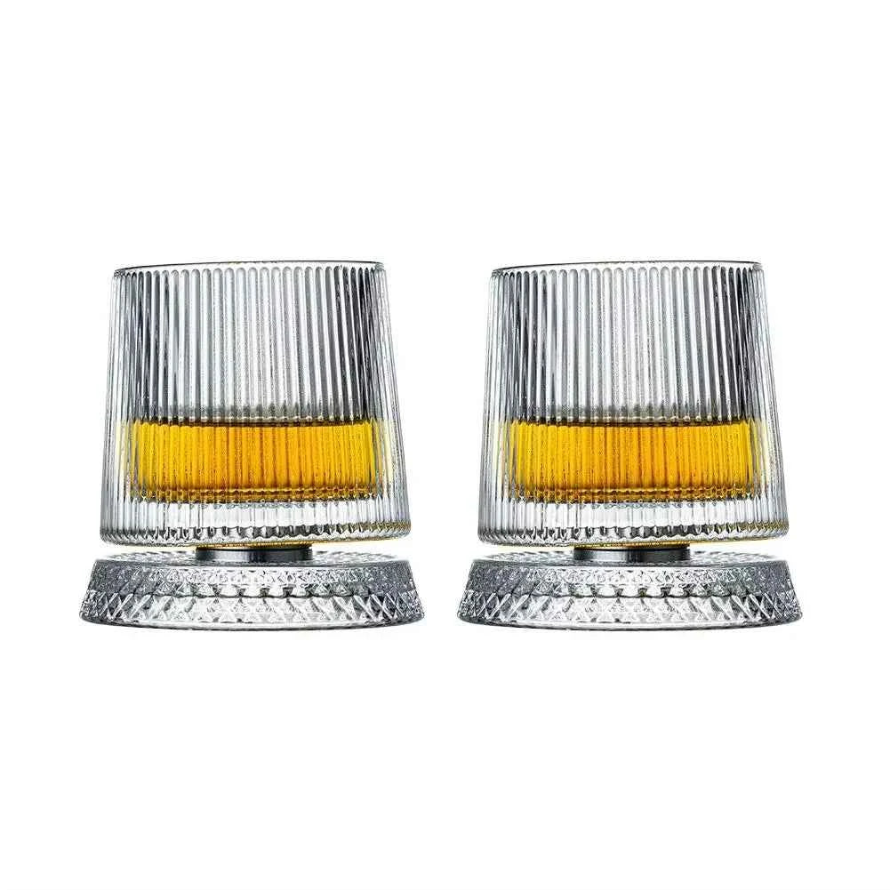 2-Pack Rotating Whiskey Glasses – 360° Crystal Rum & Cocktail Party Gift Set