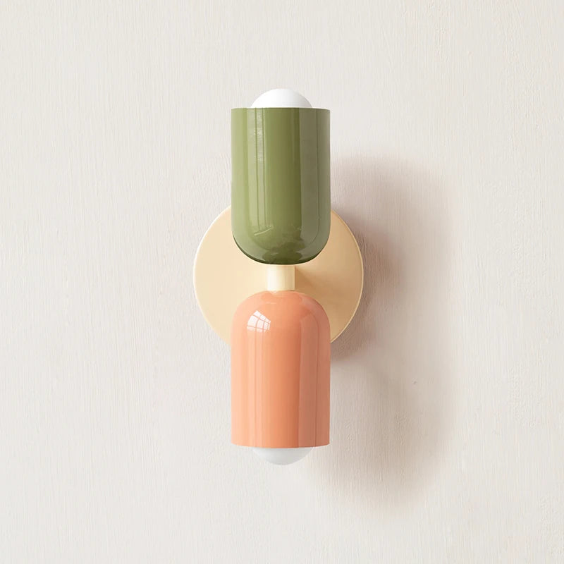 Nordic Modern 2-Head LED Wall Sconce | Colourful Lampshade | Bedroom & Kids Room - Dripshop