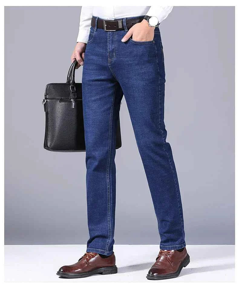 Men's Slim Fit Straight Jeans 2024 – Stretch Denim Business Casual Trousers