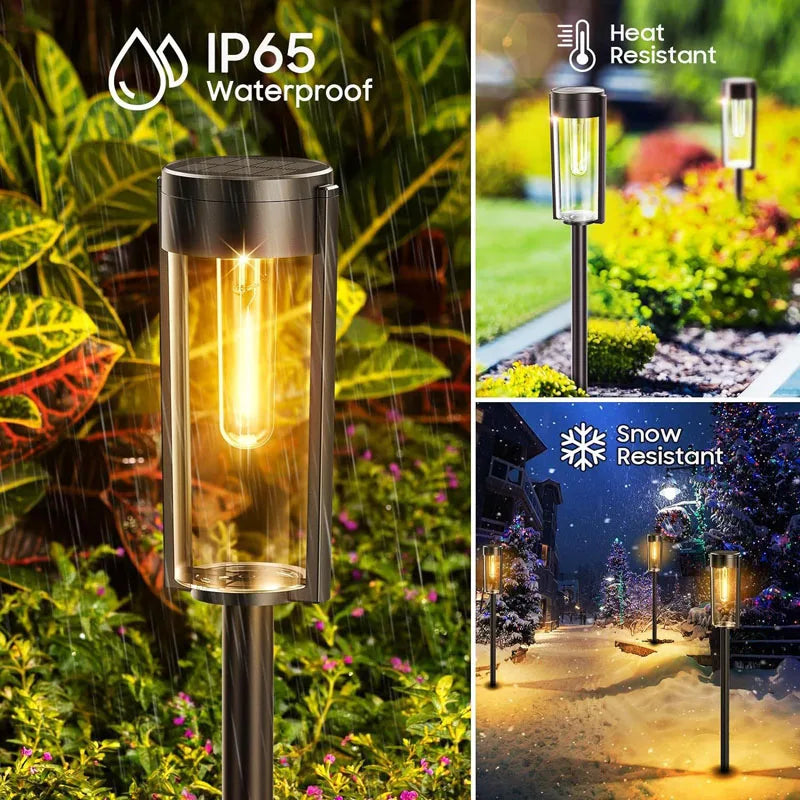 Retro Solar Pathway Lights – Warm Incandescent Bulb Outdoor Waterproof Garden Walkway Lights (2/4/6 Pack) - Dripshop