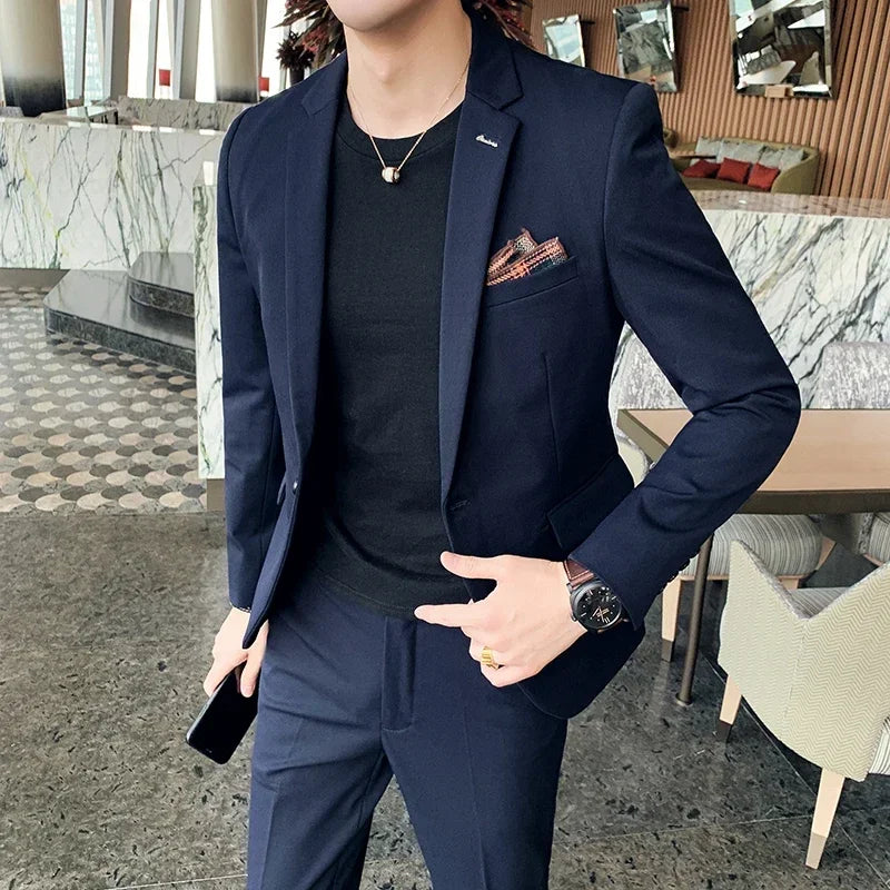 Men's Formal Plaid Suit – Blazer & Trousers Set for Wedding, Business & Stage (S–7XL) - Dripshop