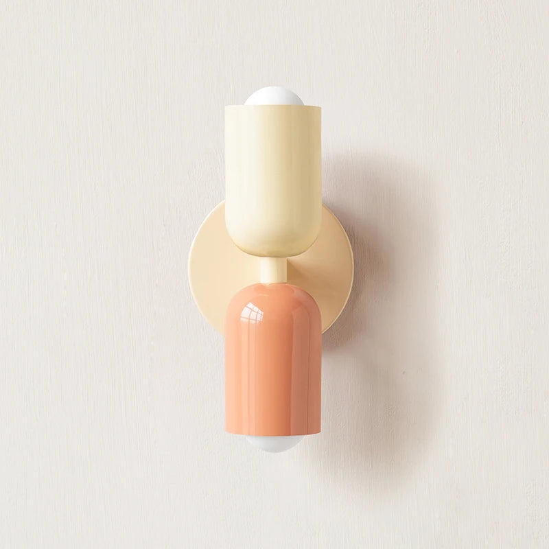 Nordic Modern 2-Head LED Wall Sconce | Colourful Lampshade | Bedroom & Kids Room - Dripshop