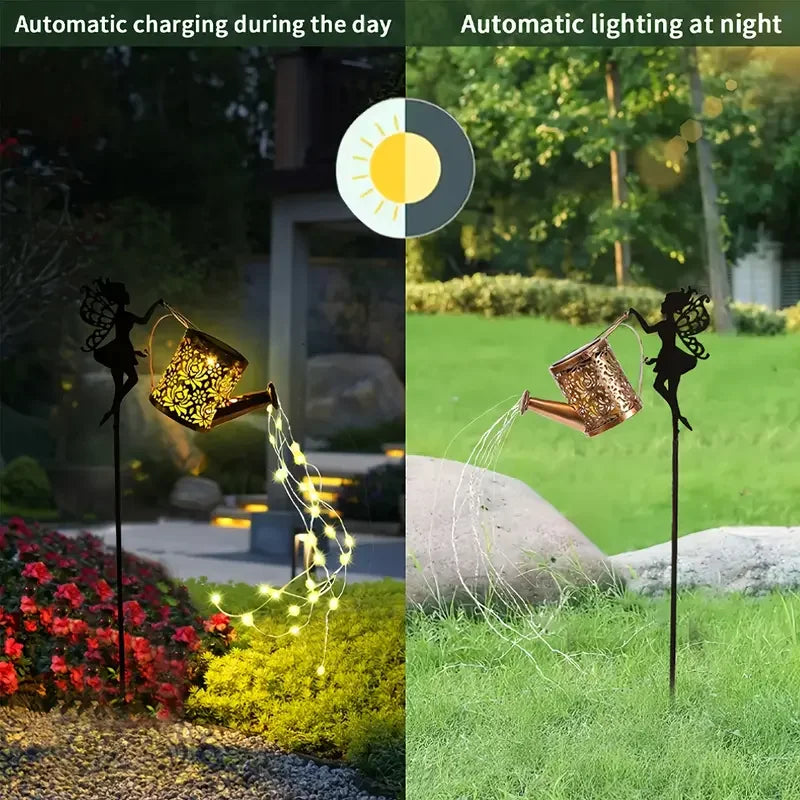 Solar Fairy Watering Can Light – Vintage Metal Hanging Kettle Garden Decor Outdoor Light - Dripshop