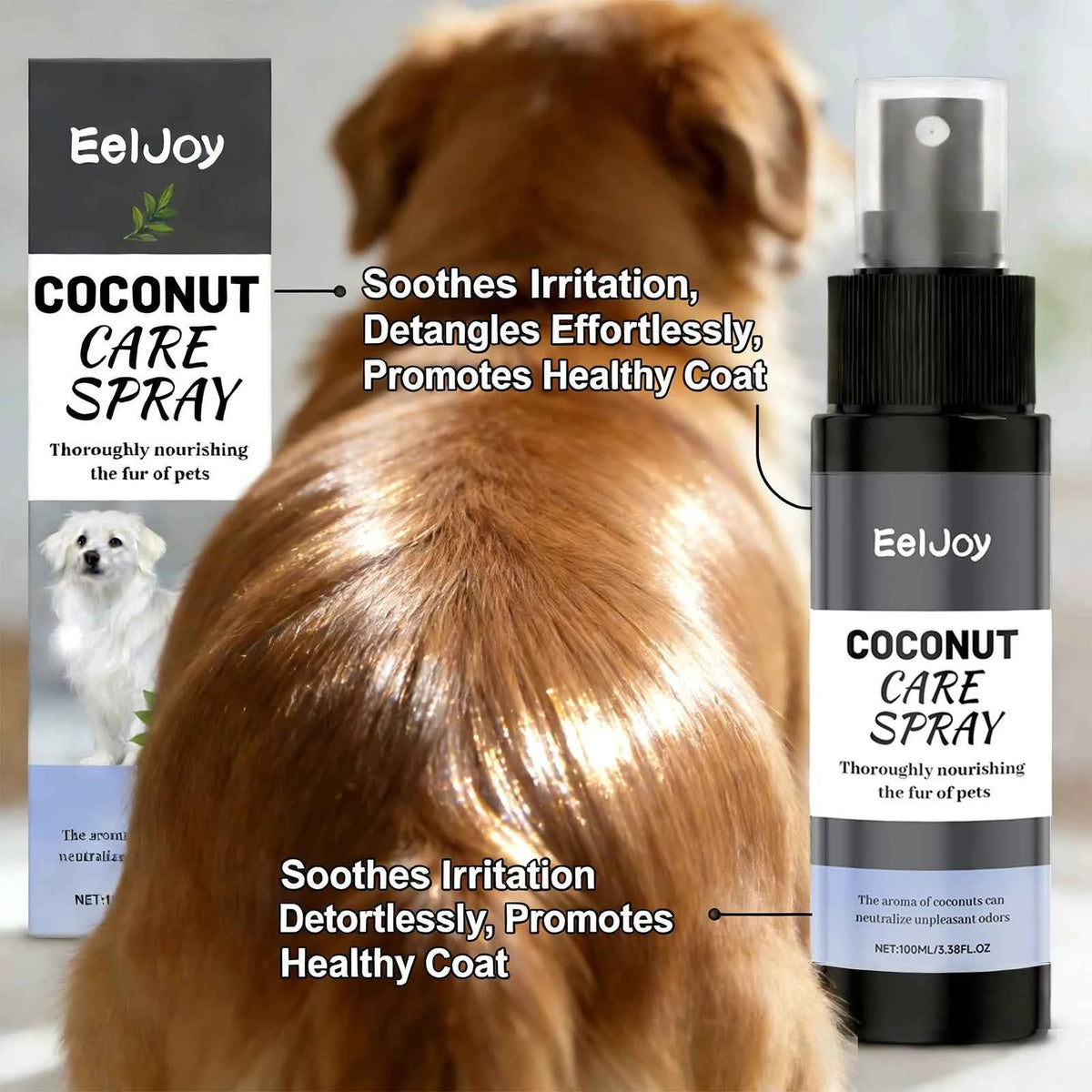 Pet Coconut Care Grooming Spray – Nourishing Fur Conditioner & Odour Eliminator