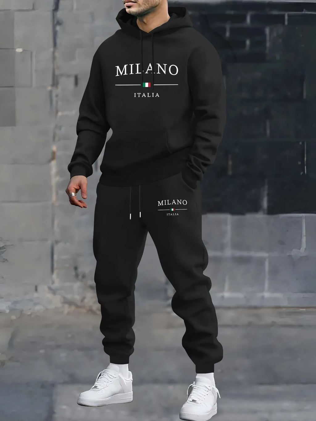 Milan Print Men's Hoodie & Sweatpants Two-Piece Set | Casual Tracksuit - Dripshop