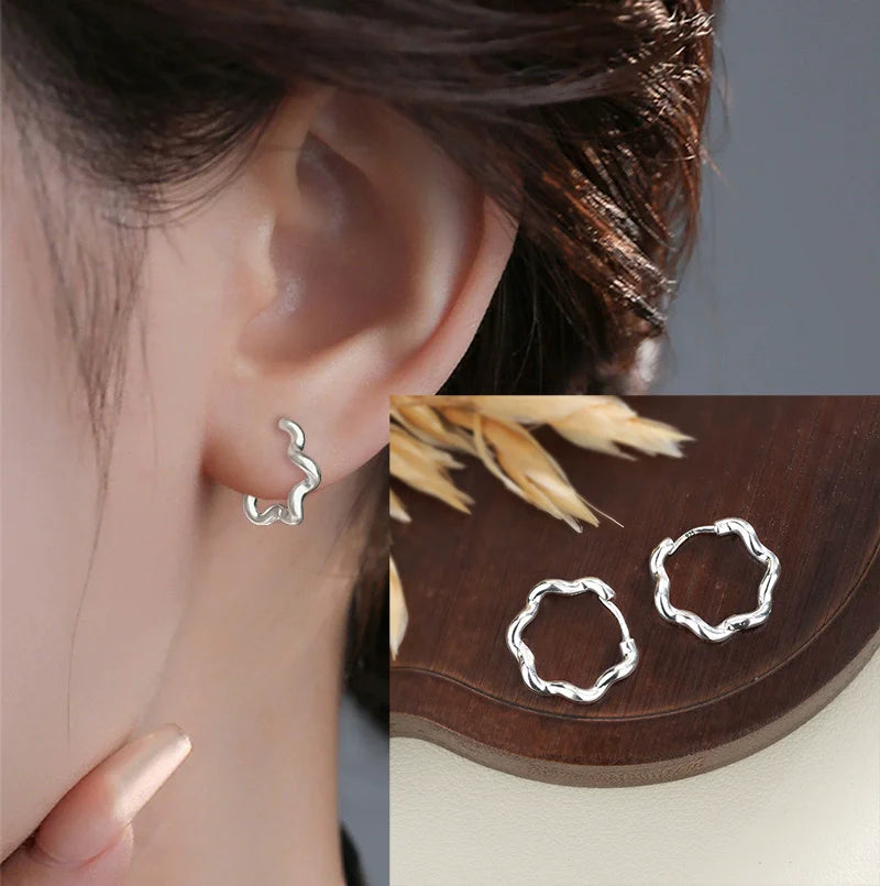 925 Sterling Silver Geometric Stud Earrings | Minimalist Jewellery Gift for Women - Dripshop