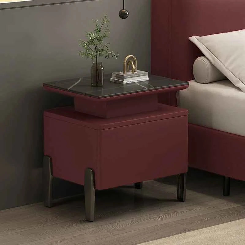 Modern Rock Board Bedside Cabinet – Large Storage Space Home Bedroom Table