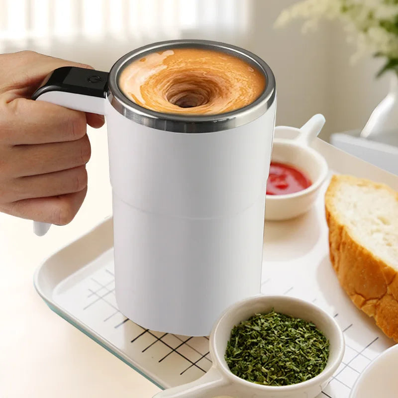 380ml USB Electric Magnetic Stirring Mug – Stainless Steel Self-Mixing Coffee Cup with Lid