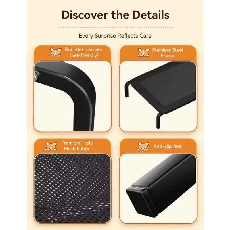 Elevated Dog Bed – Large Raised Pet Nest with Non-Slip Base for Indoor & Outdoor Use