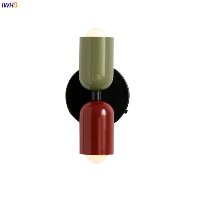 Nordic Modern 2-Head LED Wall Sconce | Colourful Lampshade | Bedroom & Kids Room - Dripshop