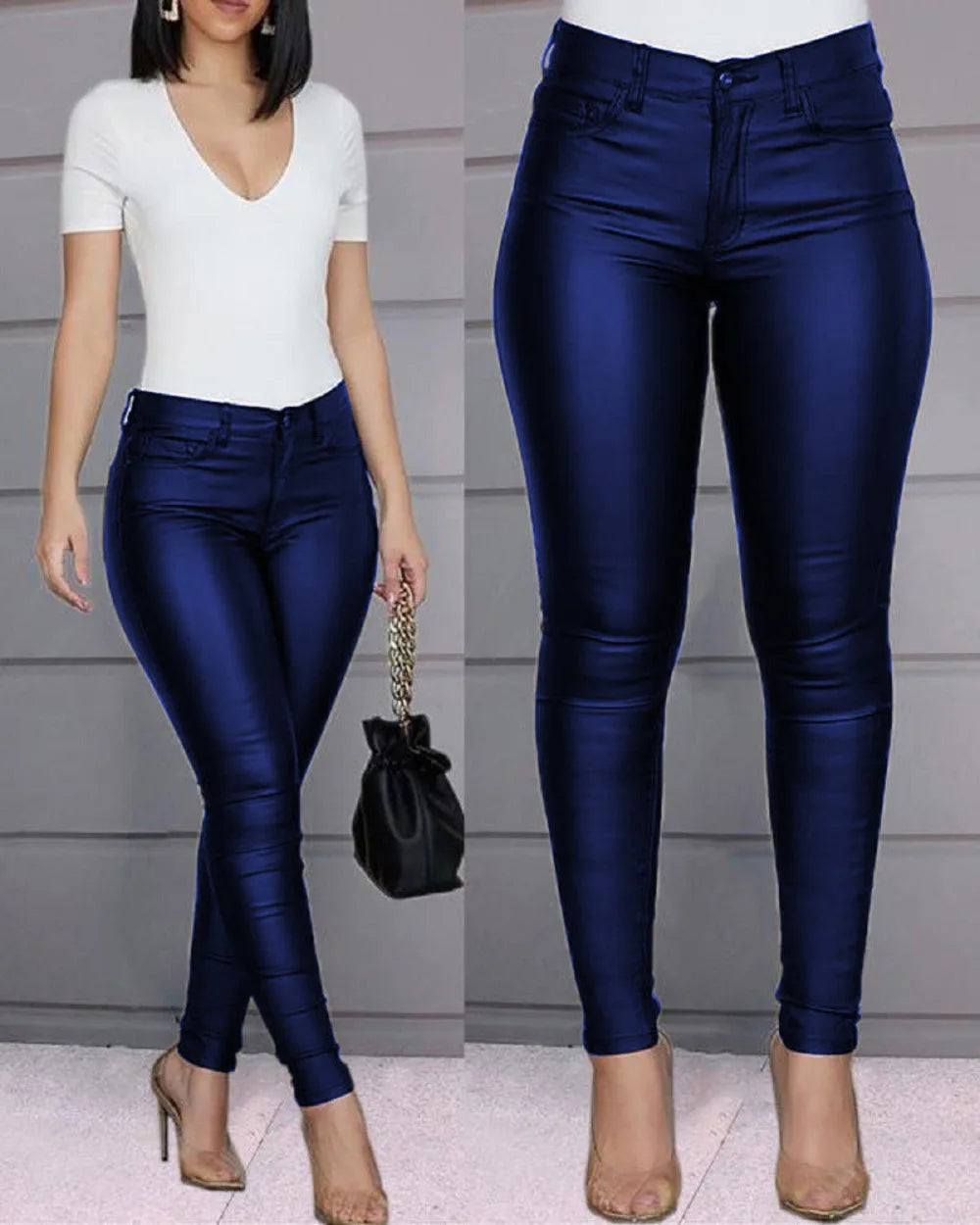 Women's High Waist PU Leather Flare Trousers | Slim Moto Biker Pants