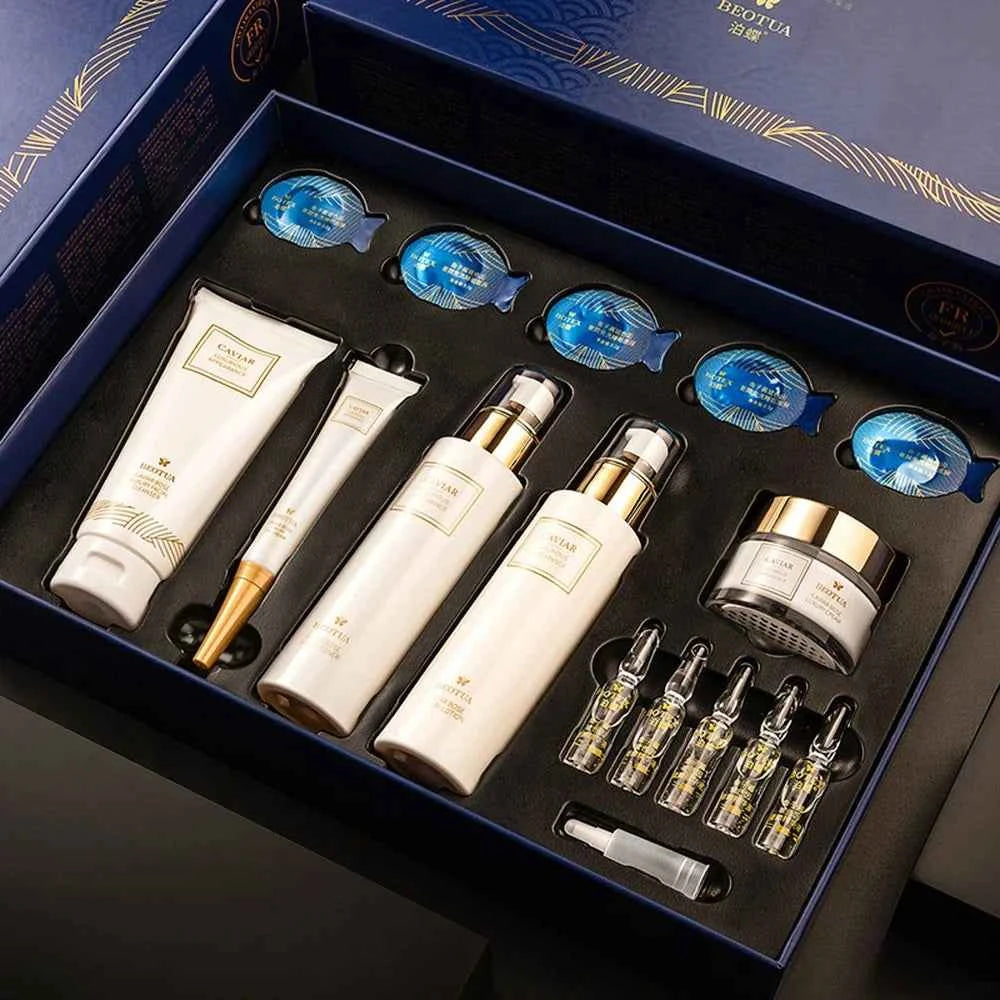 15-Piece Caviar Korean Skin Care Set – Face Serum, Anti-Wrinkle & Whitening Facial Suit