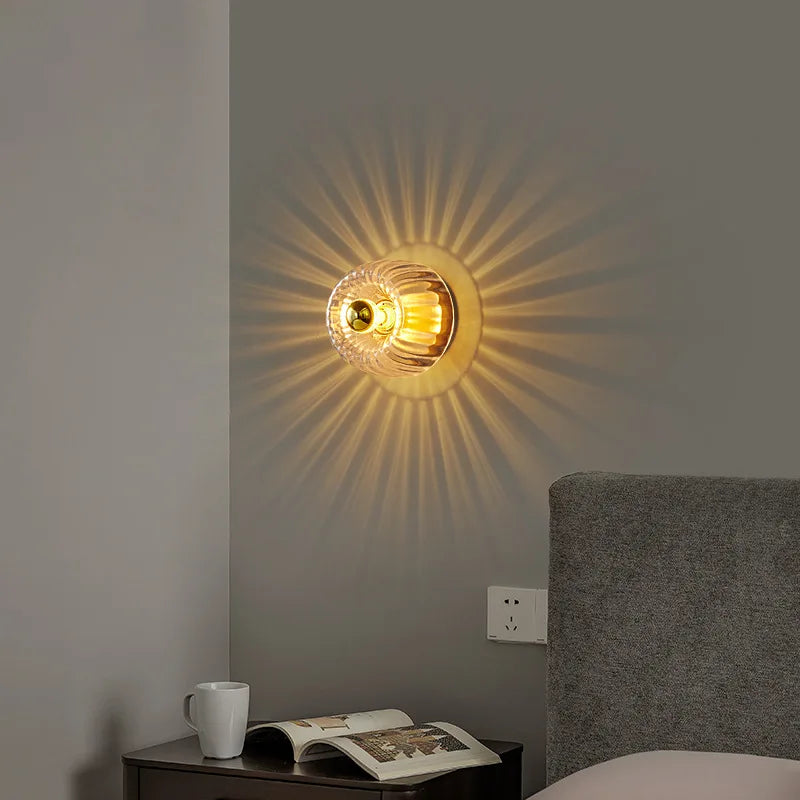 Nordic Retro Glass Wall Lamp | Chinese-Inspired Iron Frame | Hallway & Staircase - Dripshop