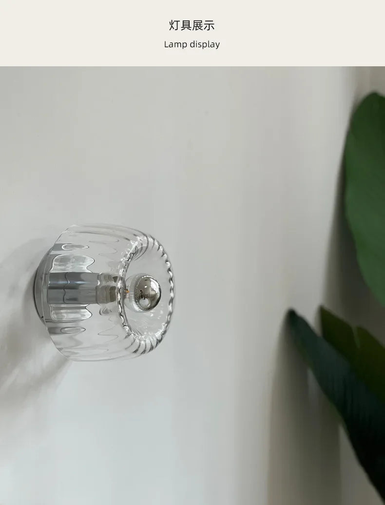 Nordic Retro Glass Wall Lamp | Chinese-Inspired Iron Frame | Hallway & Staircase - Dripshop