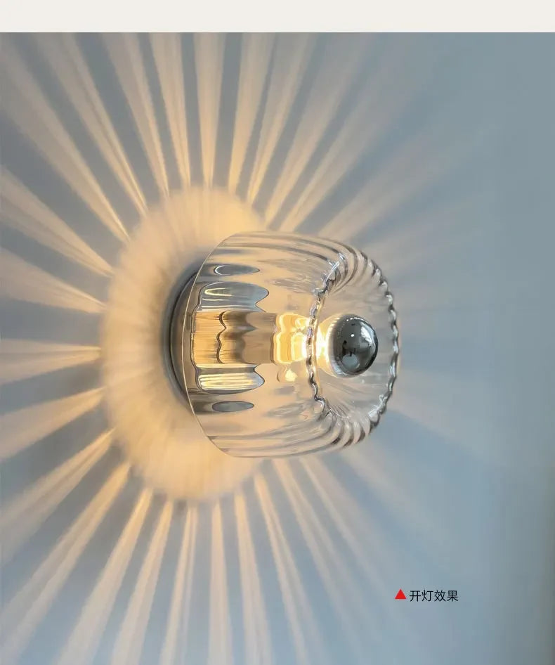 Nordic Retro Glass Wall Lamp | Chinese-Inspired Iron Frame | Hallway & Staircase - Dripshop
