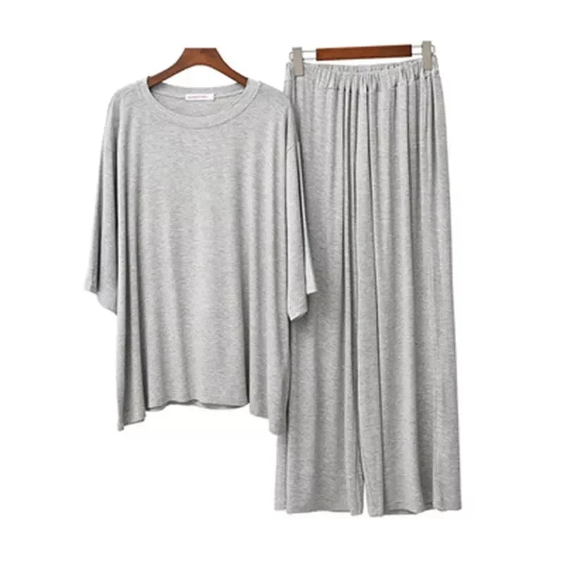 Women's Plus Size Modal Pyjama Set – Short Sleeve Soft Sleepwear (Up to 7XL/150kg) - Dripshop